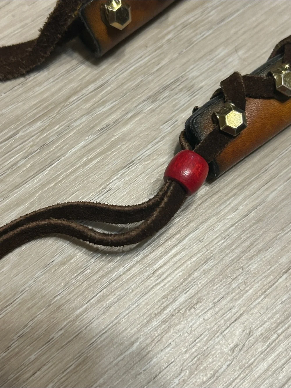 Pair of Vintage Native American Style Leather Hair Wraps/Braid Wraps
